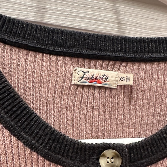 Faherty Striped Ribbed Henley - Picture 2 of 2